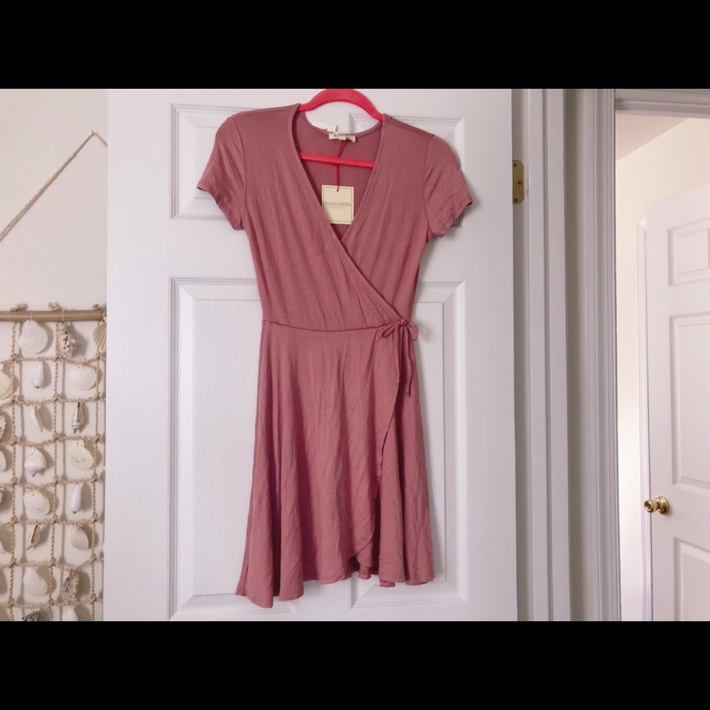 Mauve Pink Wrap Design Dress